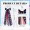 Large Patriotic Front Door Wreath Sash, 8‑Ribbon Red White Blue Star Bow with Metal Clip, Wired Edge Americana Decor for 4th of July & Memorial Day
